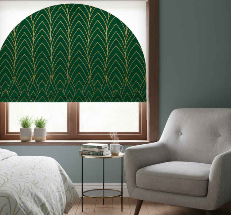 Blind bedroom with green and golden leaves - TenStickers