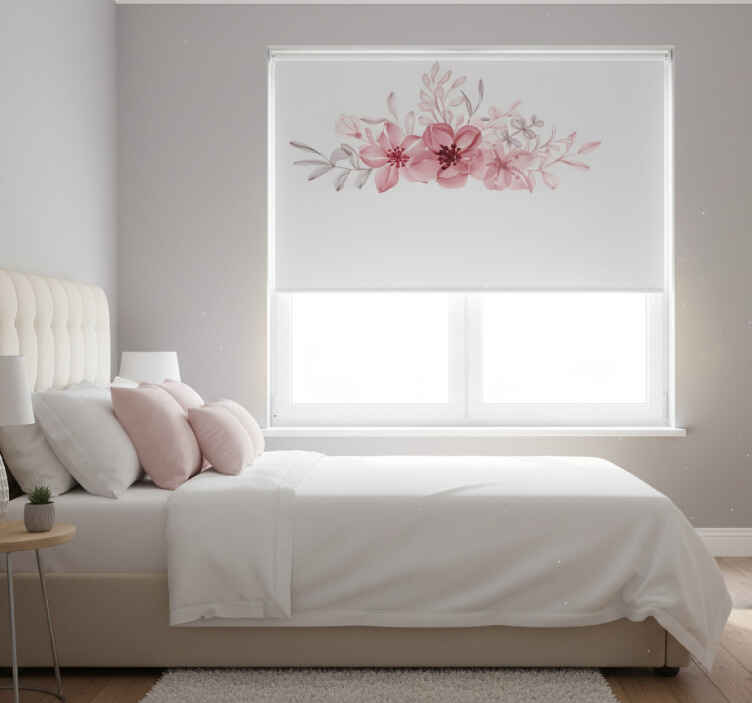 Blind bedroom pink flowers design - TenStickers