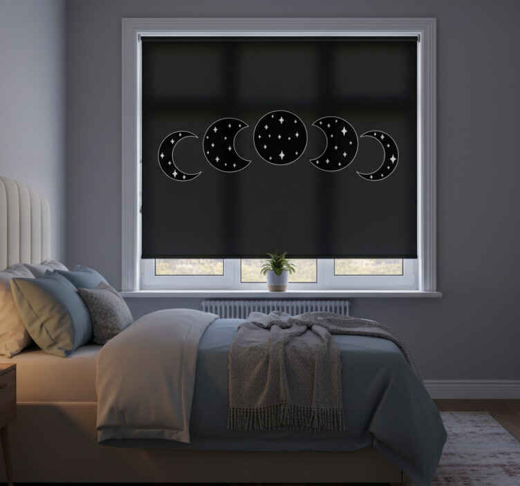 Blind bedroom moon phases blackout blinds - TenStickers