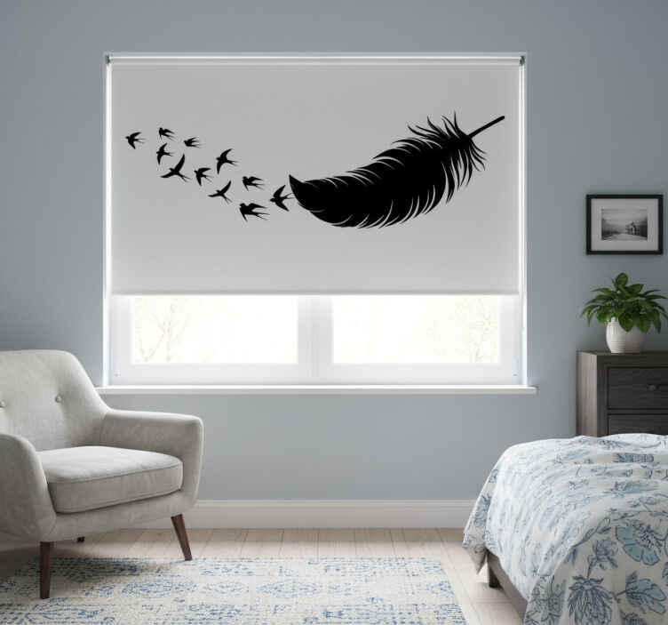 Blind bedroom with feathers and birds - TenStickers