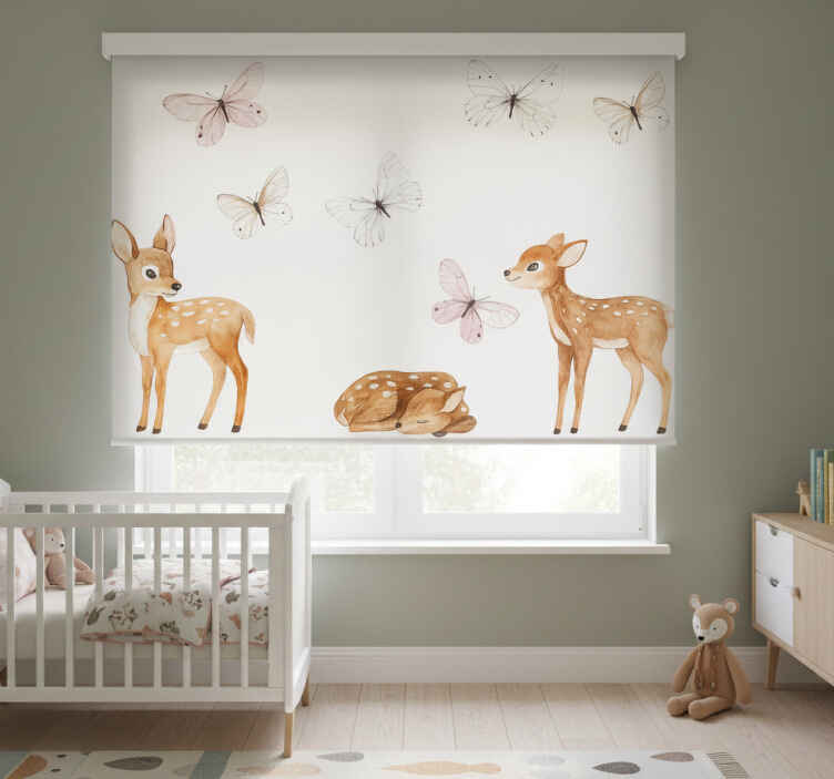 Blind bedroom little deers with butterflies - TenStickers