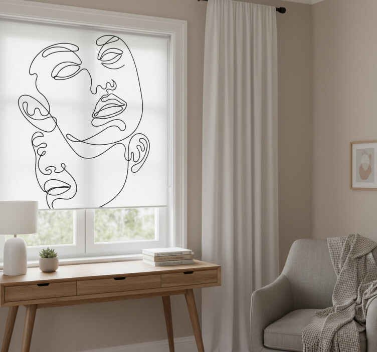 Blind bedroom with abstract faces design - TenStickers