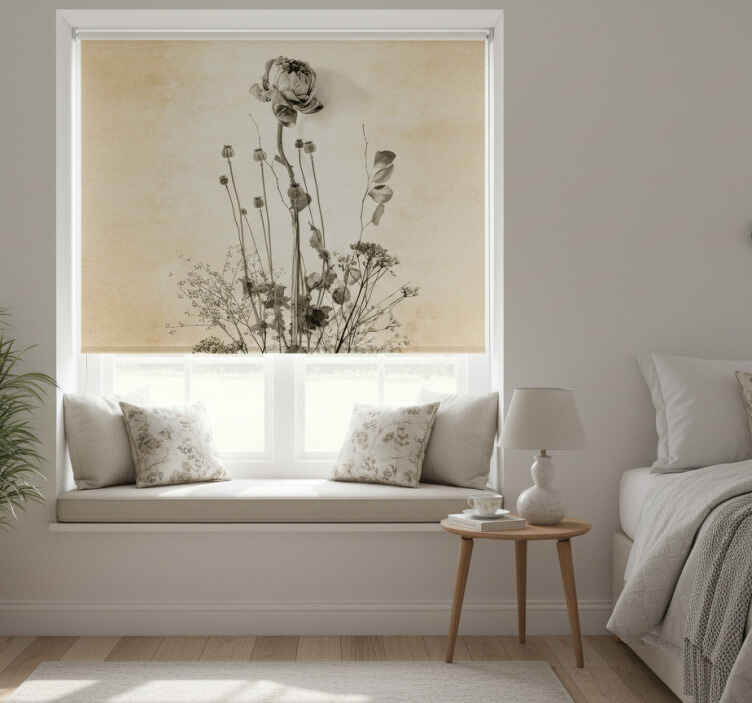 Blind bedroom floral bouquet on beige background - TenStickers