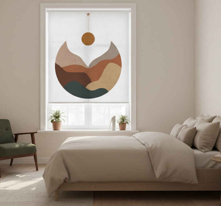 Blind bedroom minimalist sunset and mountains - TenStickers