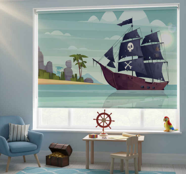 Blind children pirate ship wall mural - TenStickers