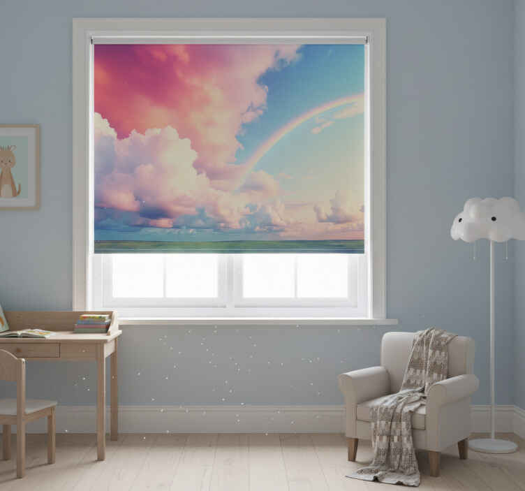 Blind children under a cloudy sky with rainbow - TenStickers