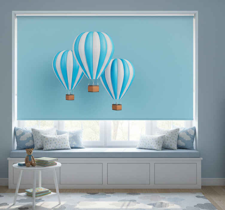 Blind children hot air balloon white and blue - TenStickers