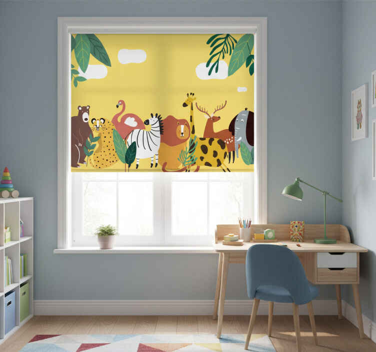 Rollo fenster kinderzimmer mit verschiedenen wildtieren - TenStickers