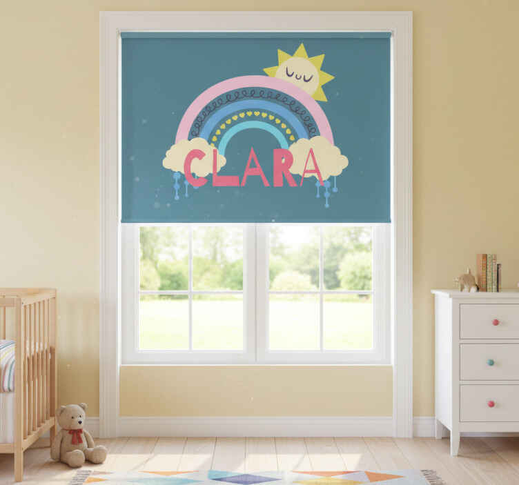 Rollo fenster kinderzimmer personalisierter regenbogen - TenStickers