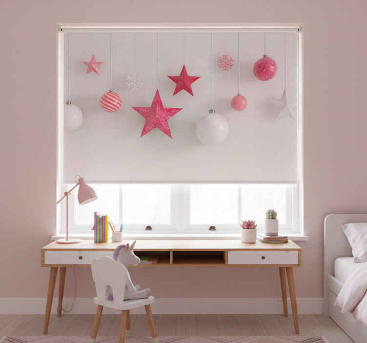 Rollo fenster kinderzimmer mit rosa ballonmotiven - TenStickers