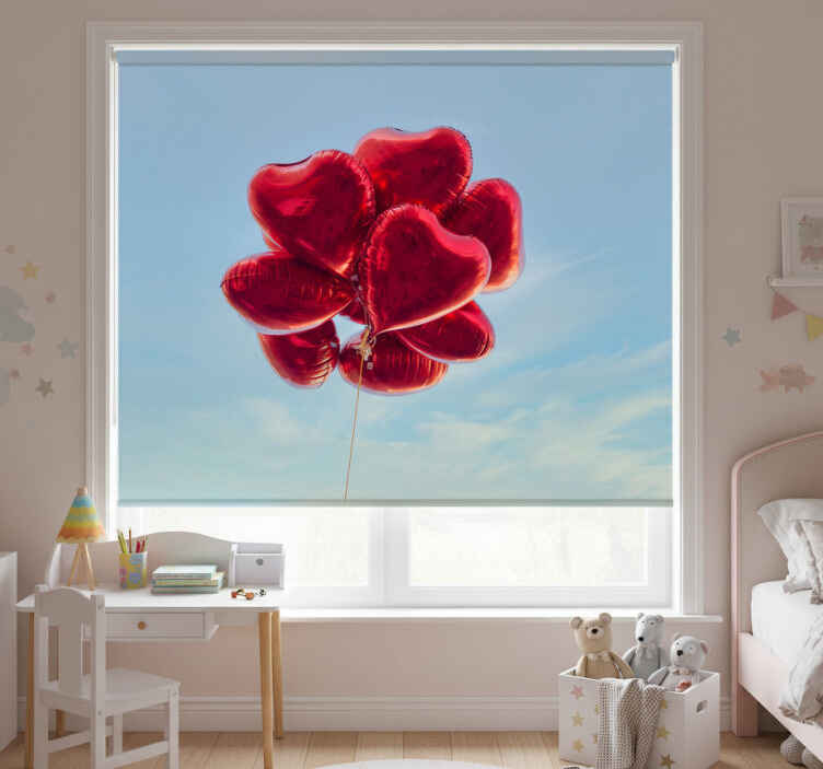 Rollo fenster kinderzimmer mit roten herzballons vintage - TenStickers