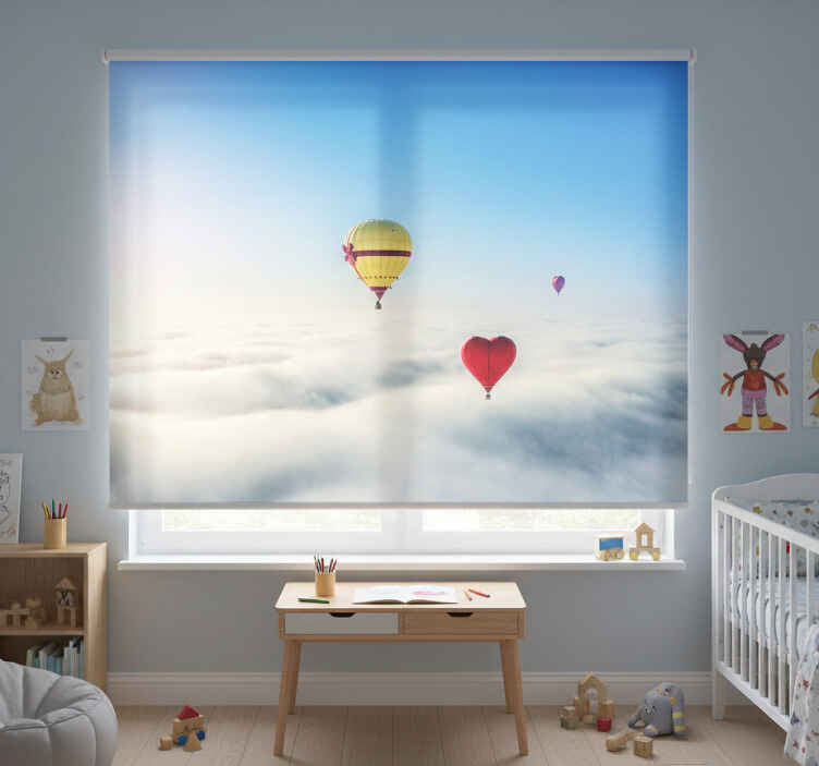 Rollo fenster kinderzimmer herzluftballon am himmel - TenStickers