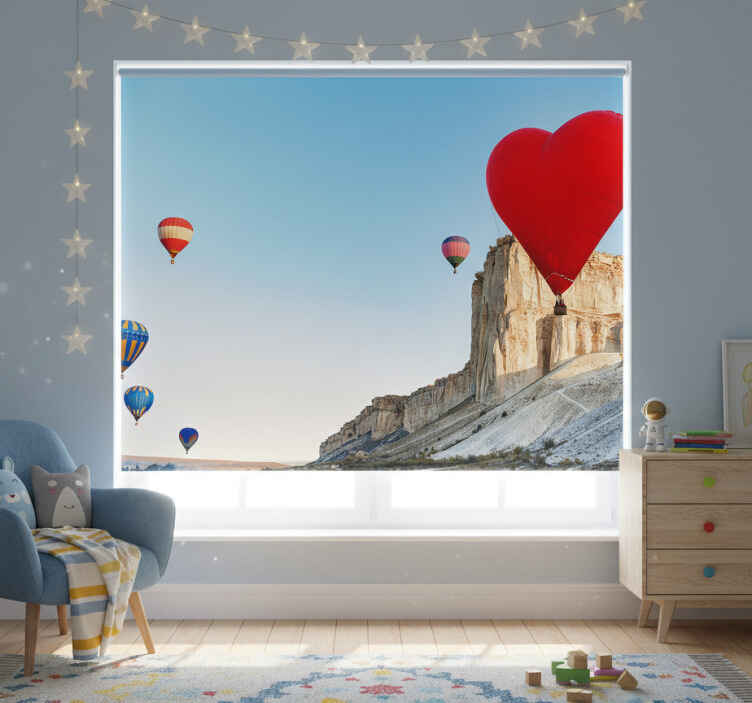 Rollo fenster kinderzimmer herzluftballon - TenStickers