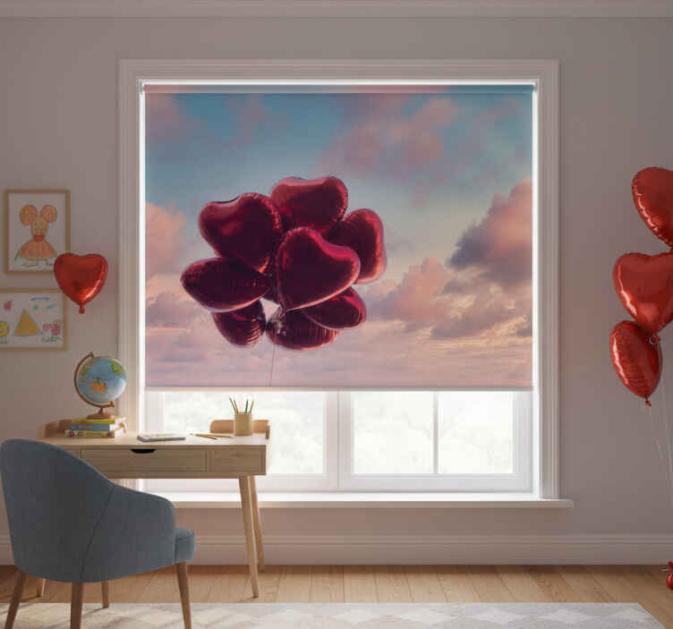 Rollo fenster kinderzimmer mit vintage herzballons - TenStickers