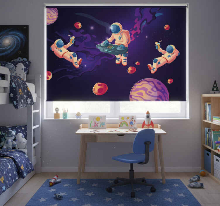 Rollo fenster kinderzimmer mit lustigen astronauten - TenStickers