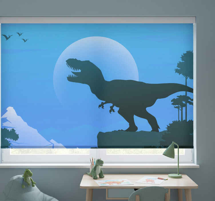 Rollo fenster kinderzimmer wütender t-rex brüllend - TenStickers