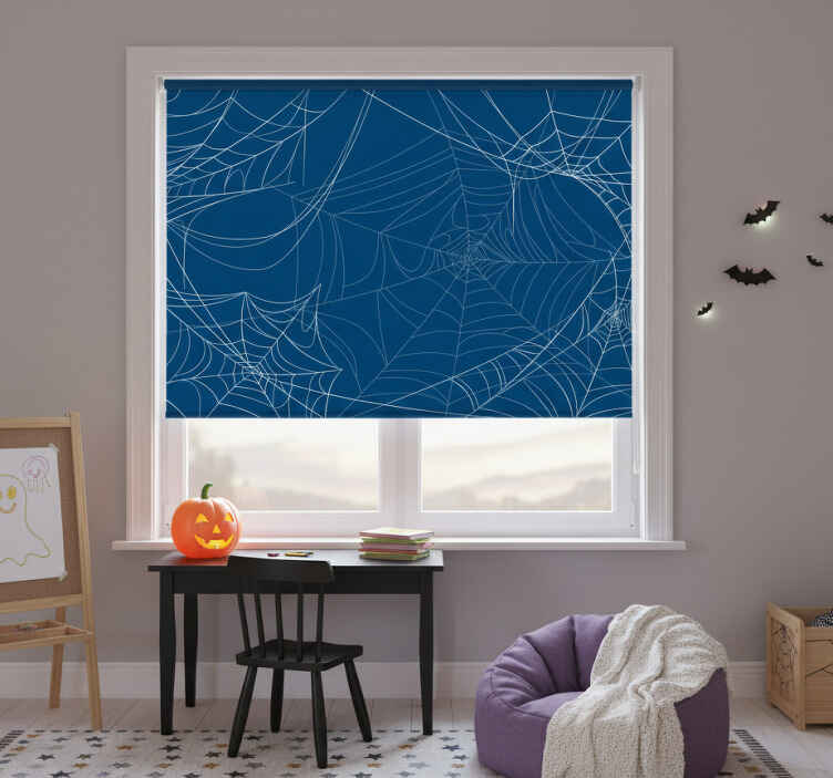 Estor enrollable infantil telaraña azul halloween - TenVinilo