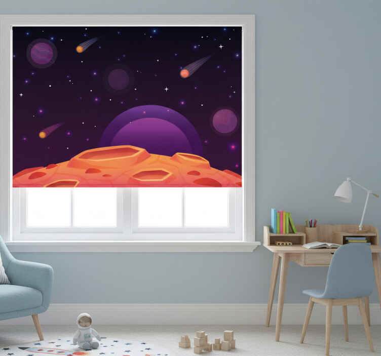 Rollo fenster kinderzimmer cartoon halbkugel planeten - TenStickers