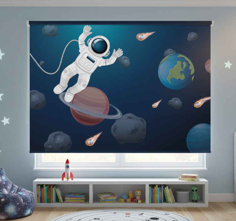Rollo fenster kinderzimmer mit schwebendem astronauten - TenStickers