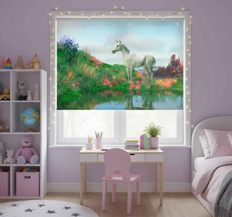 Store enrouleur chambre enfant pays des licornes - TenStickers