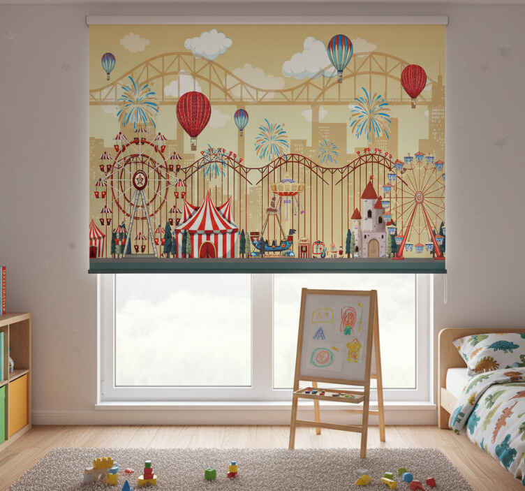 Rollo fenster kinderzimmer achterbahn cartoon - TenStickers