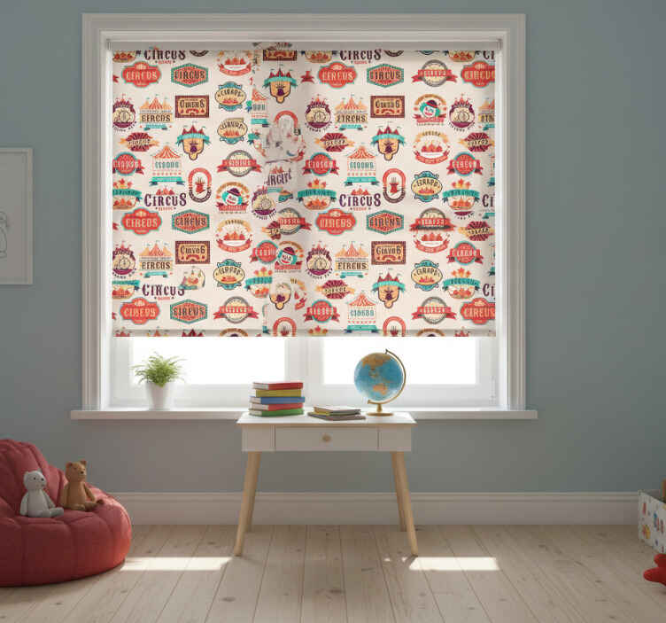 Rollo fenster kinderzimmer zirkusticket design - TenStickers