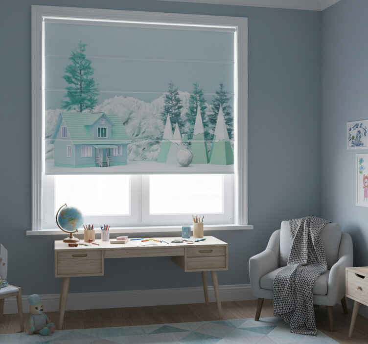 Rollo fenster kinderzimmer bauernhof im wald illustration - TenStickers