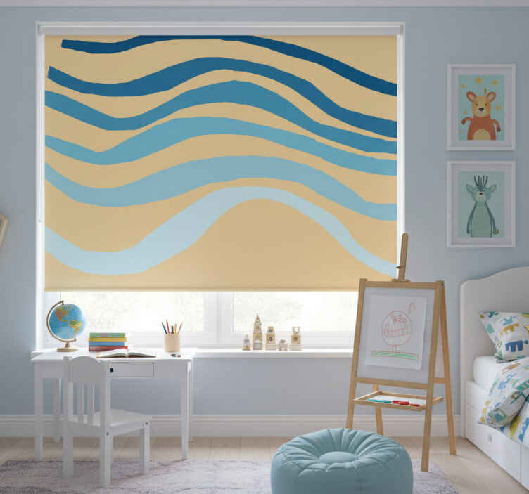 Rollo fenster kinderzimmer in pastelfarbenen wellen - TenStickers