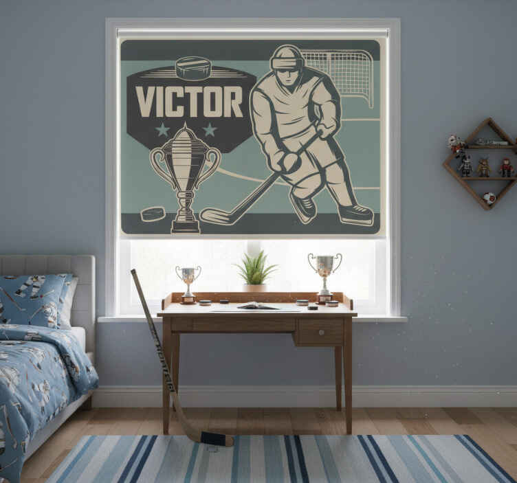 Rollo fenster kinderzimmer eishockeyspieler mit namen - TenStickers