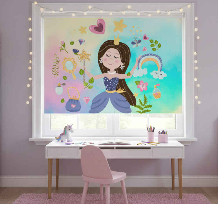 Rollo fenster kinderzimmer prinzessin bunt hintergrund - TenStickers