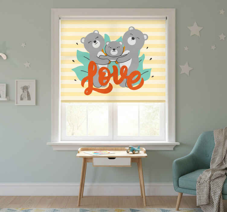 Three cute bears looking children room roller blind - TenStickers