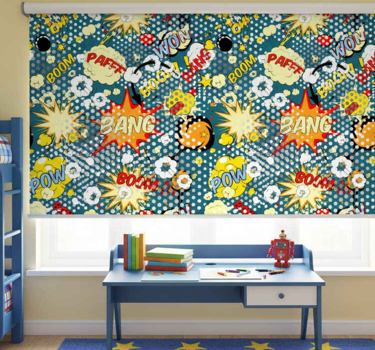 Children room roller blind comic book burst design - TenStickers