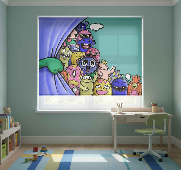 Children room roller blind with playful monsters - TenStickers