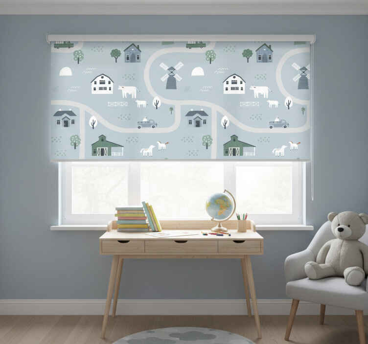 Children room roller blind city streets design - TenStickers