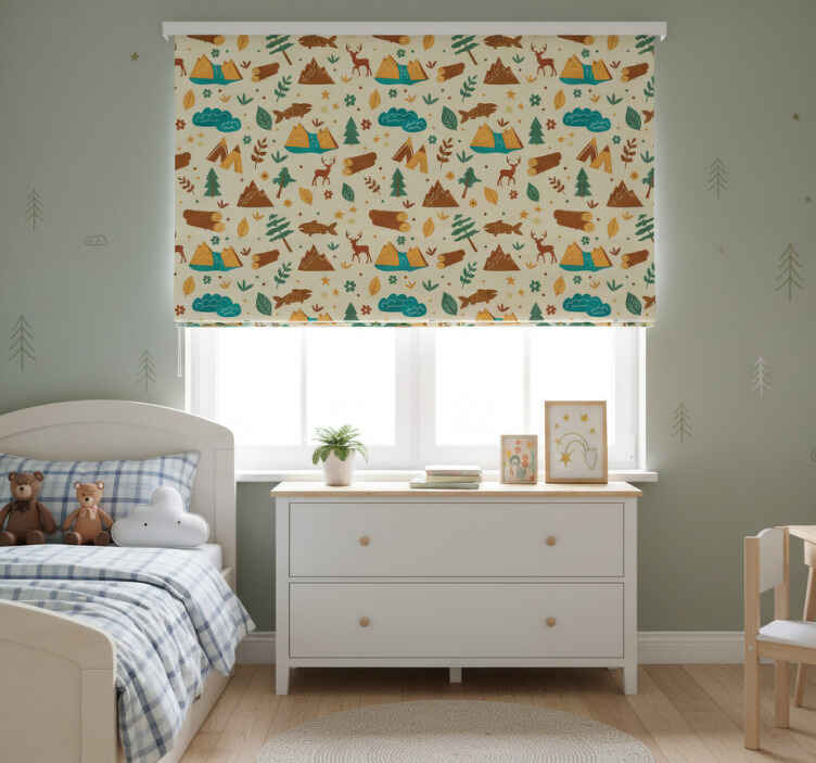 Children room roller blind hand drawn camping adventure - TenStickers