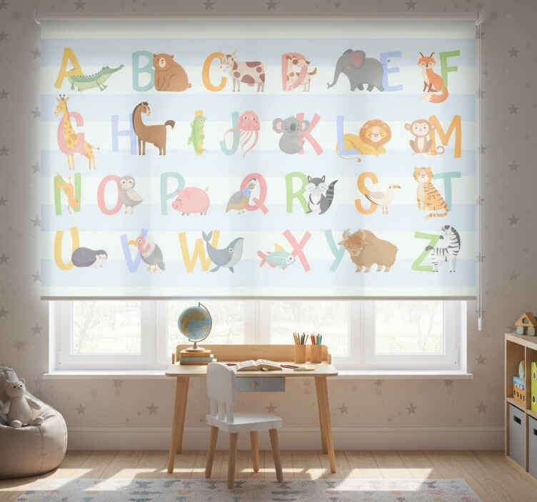 Children room roller blind alphabet with figures - TenStickers