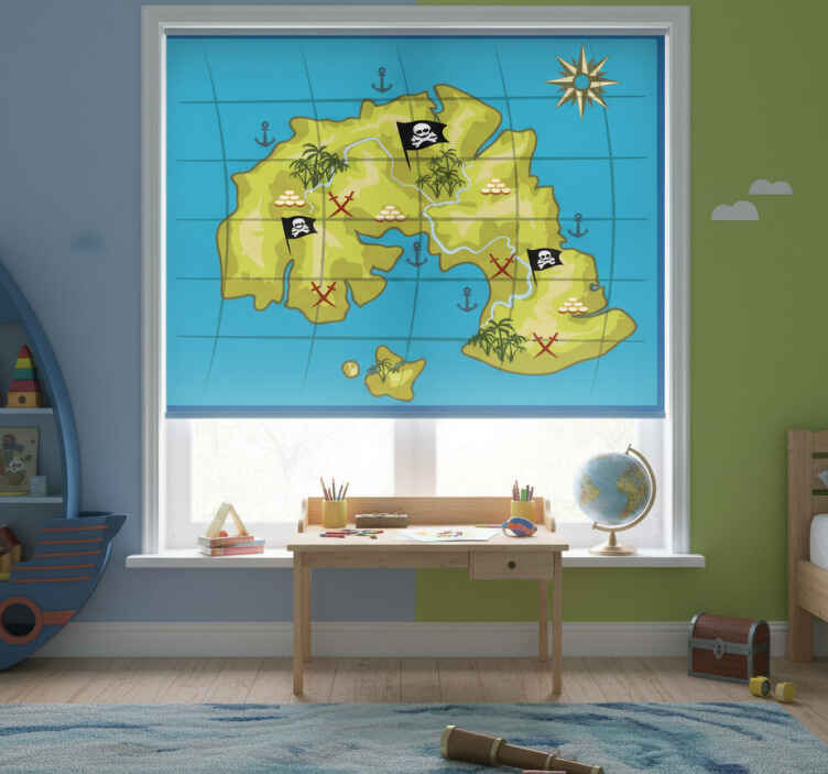 Children room roller blind usa kids adventure map - TenStickers
