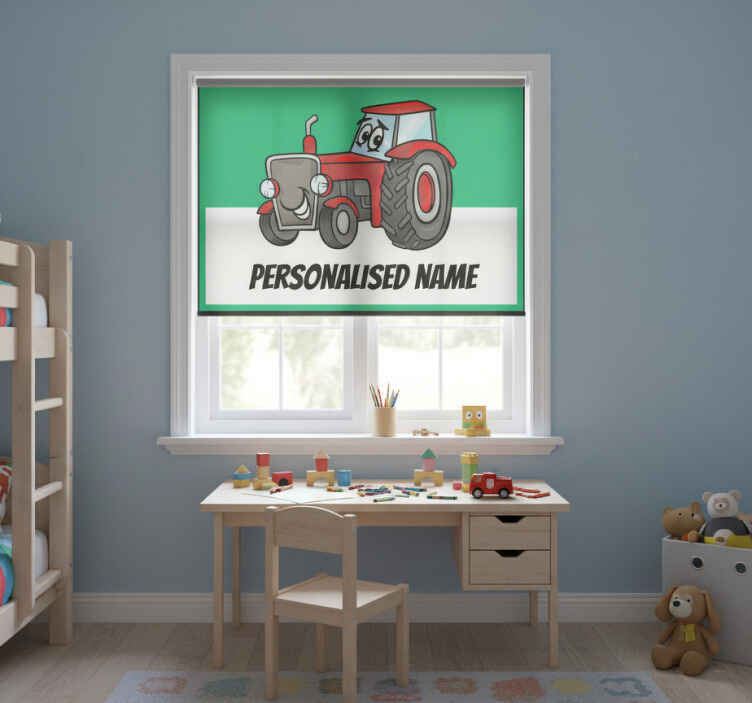 Children room roller blind personalised red tractor - TenStickers