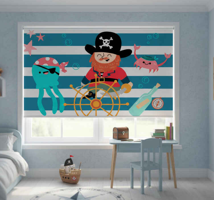 Children room roller blind pirate treasure map - TenStickers