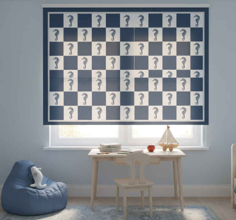 Rollo fenster kinderzimmer mit seepferdchen schachspiel - TenStickers