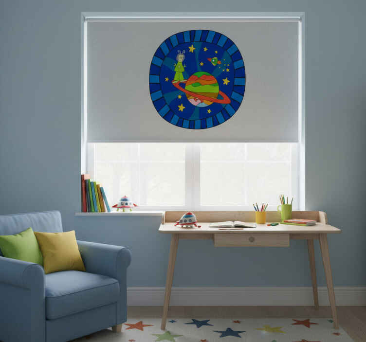 Rollo fenster kinderzimmer grünes alien-vinyl - TenStickers