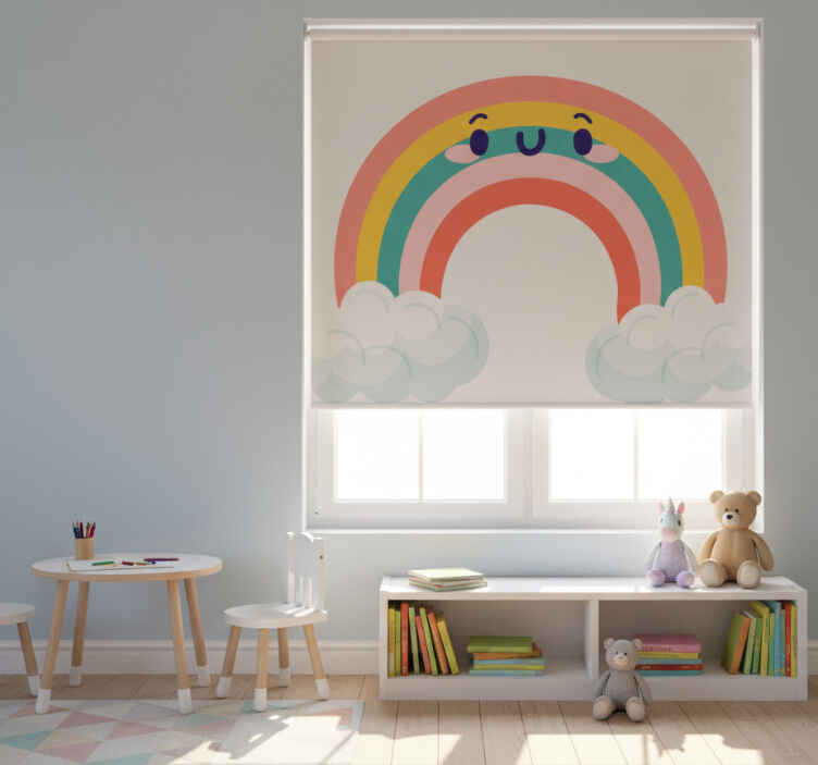 Rollo fenster kinderzimmer mit lächelnden regenwolken - TenStickers