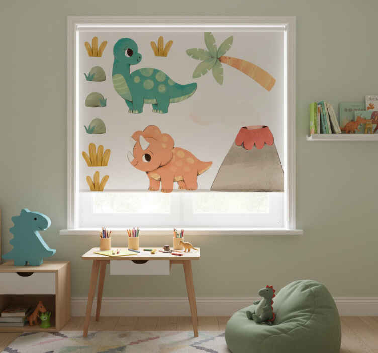 Rollo fenster kinderzimmer aquarell dinosaurier - TenStickers