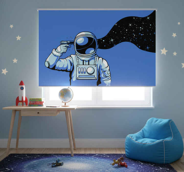 Rollo fenster kinderzimmer astronauten druckpistole - TenStickers