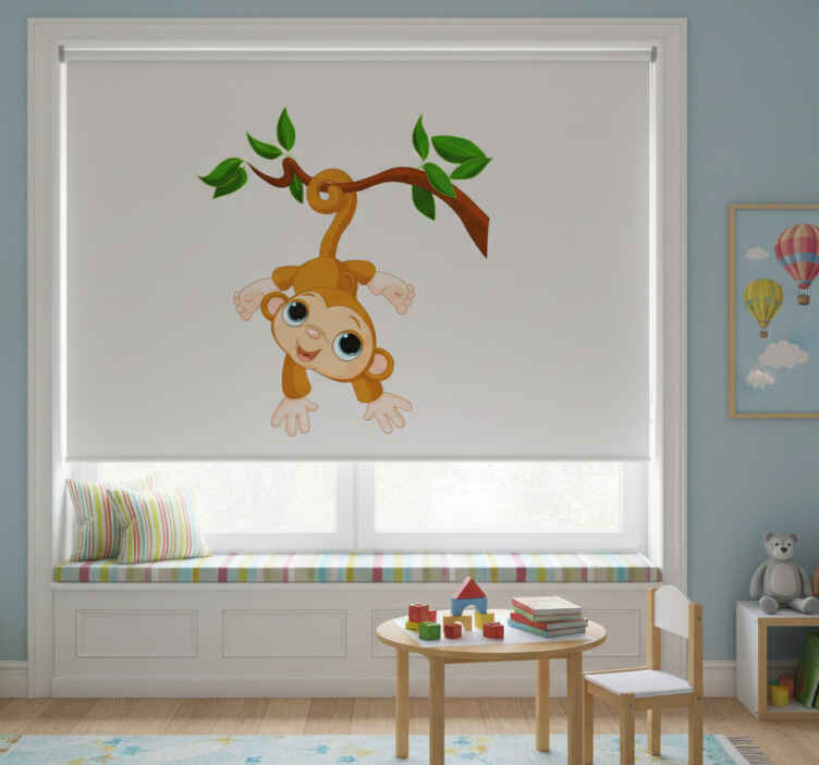 Rollo fenster kinderzimmer glücklicher kleiner affe - TenStickers