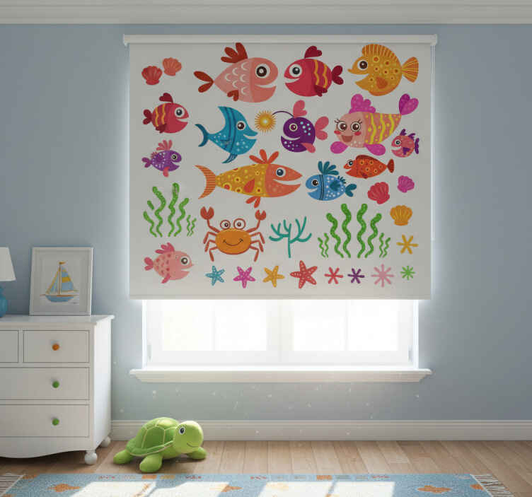 Rollo fenster kinderzimmer bunte babyfische - TenStickers