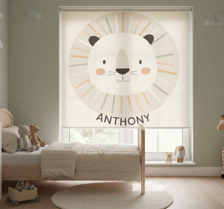 Rollo fenster kinderzimmer mit beigem löwenmotiv - TenStickers