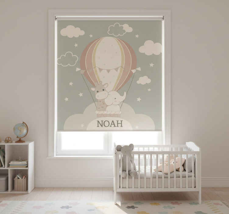 Rollo fenster kinderzimmer pastell luftballon mit name - TenStickers