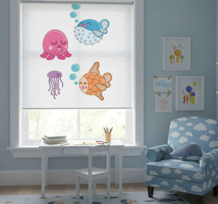 Rollo fenster kinderzimmer mit fischen aufkleber - TenStickers