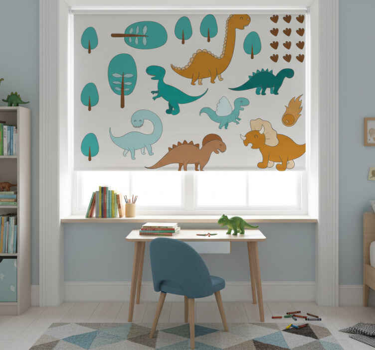 Rollo fenster kinderzimmer mit dinosaurier stickern - TenStickers